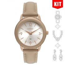 Relógio CONDOR KIT feminino rosê couro CO2035MVN/K5M Relógio CONDOR KIT feminino rosê couro CO2035MVN/K5M