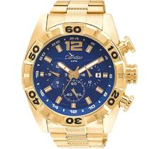 Relógio CONDOR masculino analógico dourado azul COVD33AAS/4A
