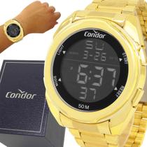 Relógio Condor Masculino Dourado Cinza Prova d'água com garantia de 1 ano e carteira