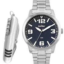 Relógio Condor Masculino Prata Preto Prova d'água com 1 ano de garantia e carteira