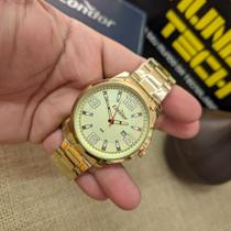 Relógio condor masculno dourado com caledário co2115mwn/4d