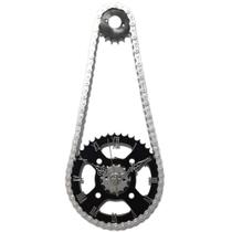 Relógio Corrente e Coroa de Moto de Parede em Aço Decorativo Cromado Relógio Corrente e Coroa de Moto de Parede em Aço Decorativo Cromado