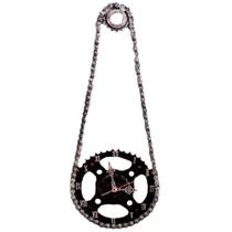 Relógio Corrente e Coroa de Moto de Parede em Aço Decorativo Mesclado