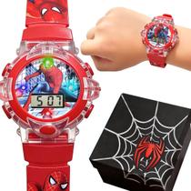 Relogio Criança Aranha Silicone Digital Led Infantil data heroi menino qualidade premium esportivo presente vermelho luz