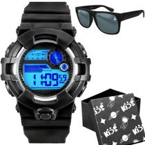 Relogio Criança Digital Menino Infantil + Caixa adolescente criança lente quadrada preto esportivo proteção uv original