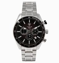 Relogio Cronografo Masculino de Aco Tuguir Analogico 23-2231 Prata e Preto