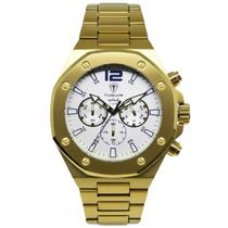 Relógio Cronógrafo Masculino de Aço Tuguir Analógico Infinity GCS-1271 Dourado e Branco Relógio Cronógrafo Masculino de Aço Tuguir Analógico Infinity GCS-1271 Dourado e Branco