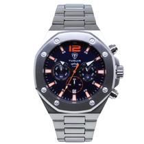 Relógio Cronógrafo Masculino de Aço Tuguir Analógico Infinity GCS-1271 Prata e Azul Relógio Cronógrafo Masculino de Aço Tuguir Analógico Infinity GCS-1271 Prata e Azul