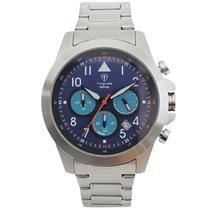 Relógio Cronógrafo Masculino de Aço Tuguir Analógico Infinity TGI37085 Prata e Azul