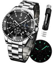 Relógio Cronógrafo OLEVS com Fase Lunar - Analógico de Quartzo Masculino