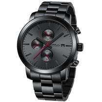 Relógio CRRJU Fashion Business Chronograph à prova d'água para homens