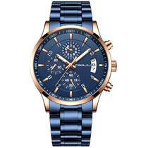 Relógio CRRJU Fashion Business Quartz Analog Auto Date Men Blue