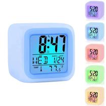Relógio Cubo Luz LED Muda de Cor Despertador Data Termômetro Hora Alarme - Armarinhos BS