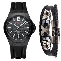 Relógio Curren Casual Masculino Silicone + Pulseira Couro Relógio Curren Casual Masculino Silicone + Pulseira Couro