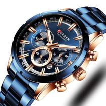 Relógio Curren Masculino 8355 Azul E Dourado Original - Planeta Agua