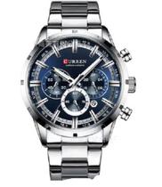 Relógio Curren Masculino 8355 Prata/Azul Aço Relógio Curren Masculino 8355 Prata/Azul Aço