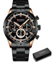 Relógio Curren Masculino Todo Funcional 8355 Preto E Dourado Relógio Curren Masculino Todo Funcional 8355 Preto E Dourado