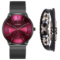 Relógio Curren Masculino Ultra Fino Metálico + Pulseira