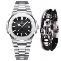 Relógio De Aço Inox Masculino Original Poedagar + Bracelete Âncora Relógio De Aço Inox Masculino Original Poedagar + Bracelete Âncora