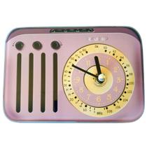 Relógio de Bancada Modelo Rádio Antigo 14,5x10,5x4,5cm