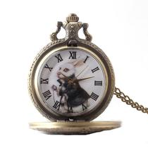 Relógio de bolso Alices In Wonderland Rabbit Retro com corrente