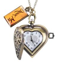 Relógio de bolso Alices In Wonderland Retro para crianças com corrente