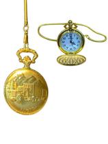 Relógio de Bolso Banhado a Ouro 18K Caminhão Retrô