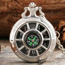 Relógio De Bolso Com Bússola Vintage Corrente Estojo