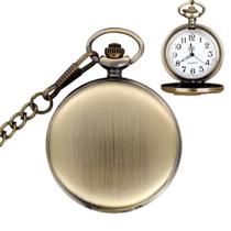 Relógio De Bolso Com Corrente Antigo Vintage Bronze Liso