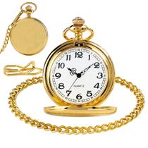 Relógio De Bolso Com Corrente Antigo Vintage Dourado Liso - Things Nerd