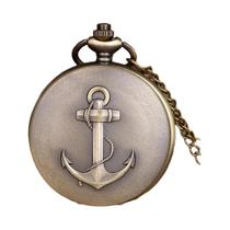 Relógio De Bolso De Quartzo Antigo Com Gancho De Âncora E Corrente De Colar Para Homens E Crianças