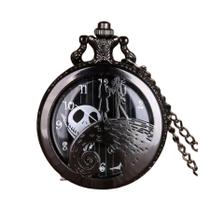Relógio de Bolso de Quartzo Vintage Com Corrente Preto - Tim Burtons