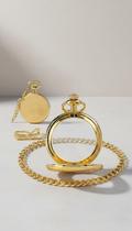 Relógio de Bolso Dourado Liso Clássico Corrente