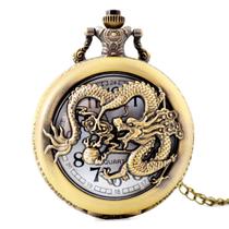 Relógio de bolso Dragon Retro para crianças com mostrador de liga leve de 4,7 cm