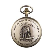 Relógio De Bolso Em Bronze Com Corrente, Presente De Aniversário Para Meninos, Design Amor Pai