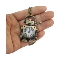 Relógio De Bolso Em Forma De Robô Com Pingente, Mostrador Redondo, Números Árabes, Chaveiro, Charme