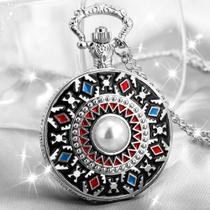 Relógio De Bolso Feminino Mandala Corrente Aço Inox E Estojo - Memory Watch