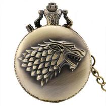 Relógio de bolso Game of Thrones Wolf Head Anime Theme Quartz Relógio de bolso Game of Thrones Wolf Head Anime Theme Quartz
