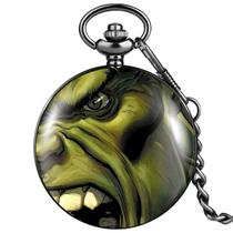 Relógio de bolso Green Hulks Retro para crianças com corrente