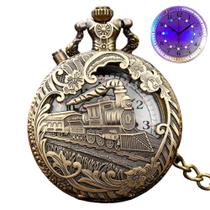 Relógio De Bolso Luxo Vintage Estojo Corrente Luz Led - Gober Relógio De Bolso Luxo Vintage Estojo Corrente Luz Led - Gober