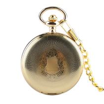 Relógio de bolso mecânico dourado, design de escudo, enrolam