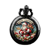 Relógio De Bolso Mini Quartz Preto Com Design De Papai Noel, Caixa De Liga E Pulseira, Presente De