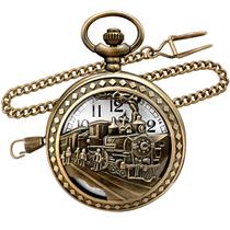 Relógio de bolso Os melhores relógios de moda Vintage Bronze Steam Train Relógio de bolso Os melhores relógios de moda Vintage Bronze Steam Train