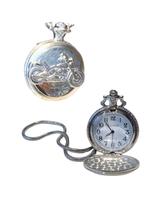 Relógio de Bolso Prata Moto Retrô - Aço Cirúrgico