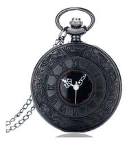 Relógio De Bolso Steampunk Preto Com Corrente Retro Vintage