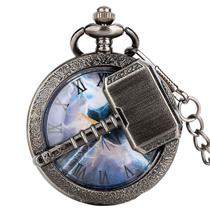 Relógio de bolso Thors Hammer Quartz Retro para crianças com corrente