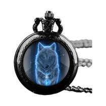 Relógio De Bolso Unissex Infantil Com Padrão De Lobo, Quartzo, Com Pingente De Colar E Exibição - NONE