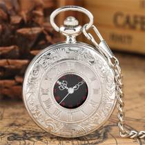 Relógio De Bolso Vintage Aço Inoxidável Corrente E Estojo