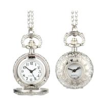 Relógio De Bolso Vintage Em Liga Com Números Romanos, Exibição De Hora Dupla, Corrente De Colar,