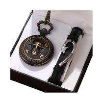 Relógio De Bolso Vintage Retro Punk De Quartzo Para Homens Com Corrente De Colar E Pingente De